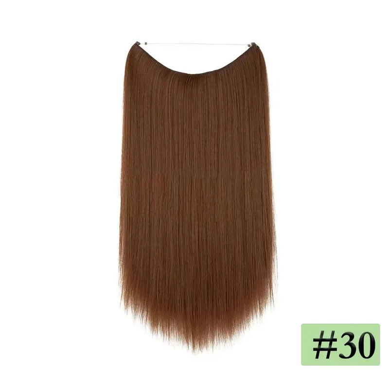 22" Long Straight Invisible Halo Hair Extensions 120g/pc 27-613 Blonde Synthetic Fish Hair Pieces Ombre Brown Wire Clip In Hair