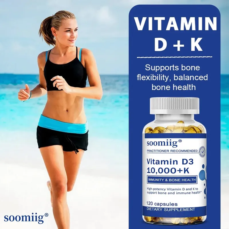 Vitamin D3 + K - Supplement for Immune Support Bone & Heart Health Vitamin D with MK-7 (Vitamin K2) Non-GMO Gluten-Free