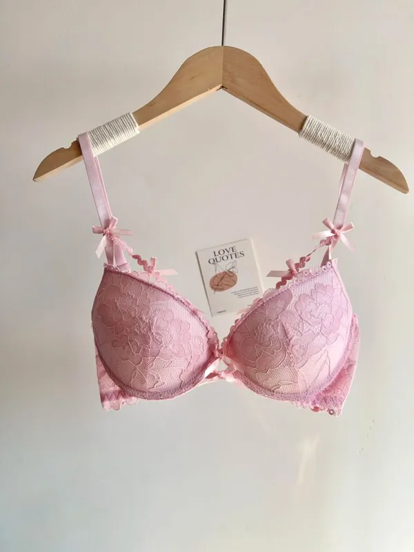 セクシーな Women Party Wedding Red Bow Lace Underwear Lingerie Set Push Up Bra Panty Small Chest Gathered Intimate Suit S-XL A-C CUP