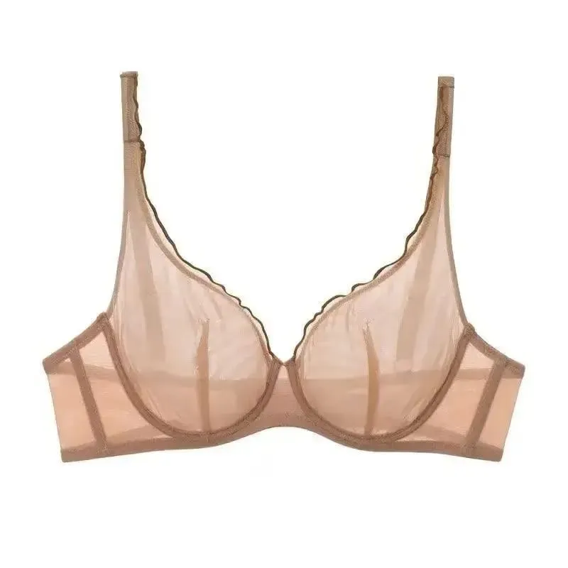 European Luxury Lingerie Set Full Cup Sheer Ultra Thin Bra & Panty Set Sexy Comfort for Women Large Small MOYISU Sexy Tushy S-XL