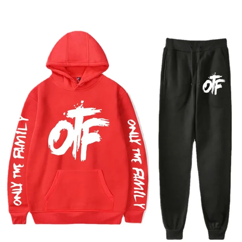 Harajuku Comfortable Funny OTF Letter Print Sweatshirt Sweatpants Suit Men/Women Hoodies+ Trousers Suit Cute 2 Piece Set Clothes