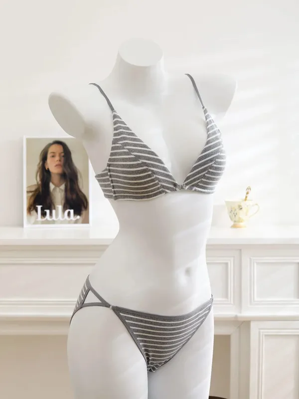 Women Front Closure Bra Set Summer Thin Light Cotton French Triangle Cup Backless Beauty Back Lingerie Suit For Small Chest S-XL