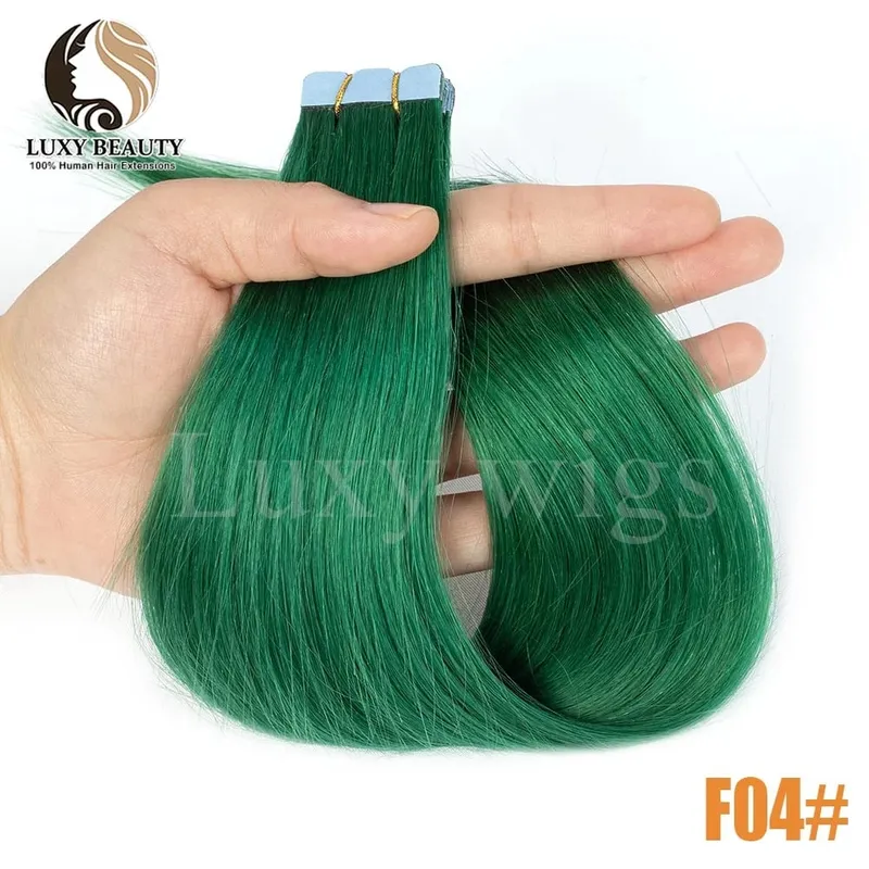 Colored Pink Mini Tape in Human Hair Extensions Invisible Seamless Tape in Hair 10pcs Pink Red Green Purple Blue Mini Tape Hair — image 14