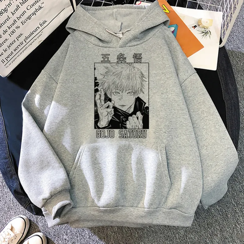 Anime Jujutsu Kaisen Manga Gojo Satoru Graphic Hoodies Vintage Oversized Hooded Long Sleeves Cotton Hoodie Men Women Clothes