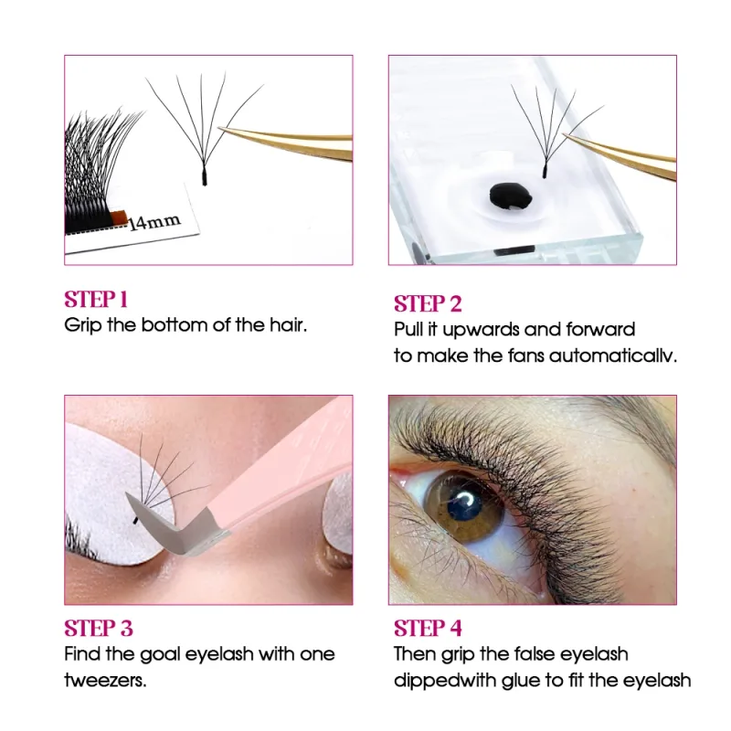 Fadvan 5D W Shape Lashes Black/Brow 5D Soft Faux Mink Eyelash Extension 12 Rows 5D Fan Lashes Lashes