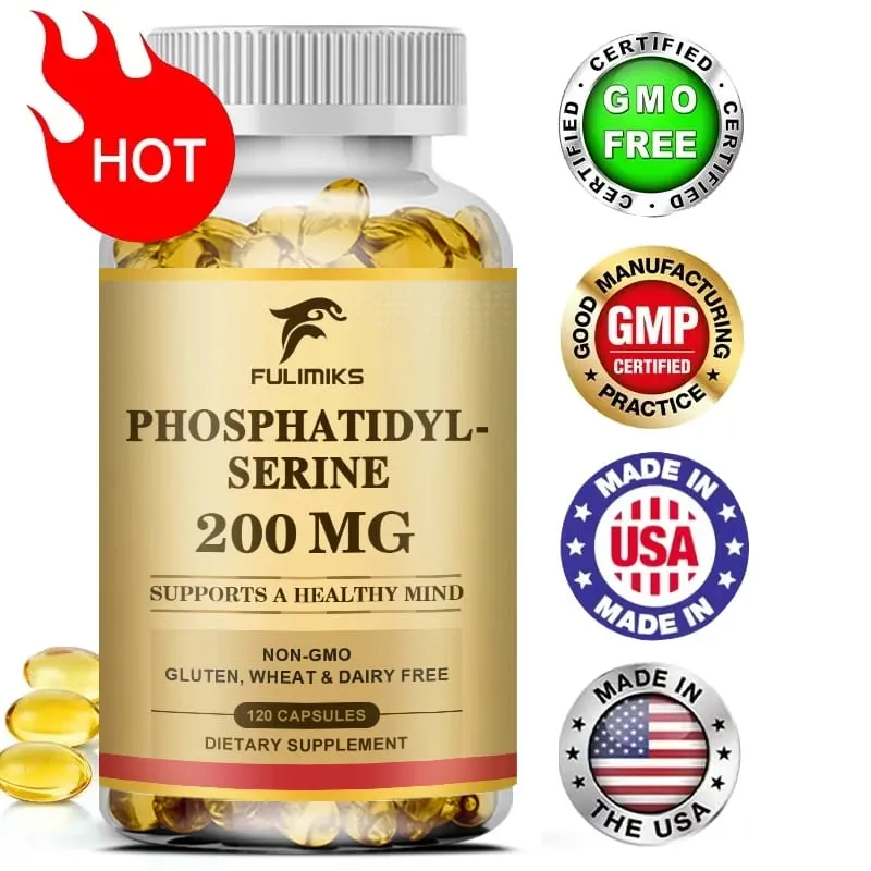 PhosphatidylSerine Capsules High Absorption Supplement for Support Memory Focus Cognitive Sleep and Brain Health
