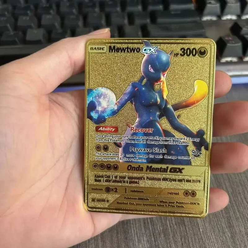 Pokemon Metal Game Collection Card Anime Figure Charizard Pikachu Blastoise Mewtwo Battle Collection Carte Card Toy Gift