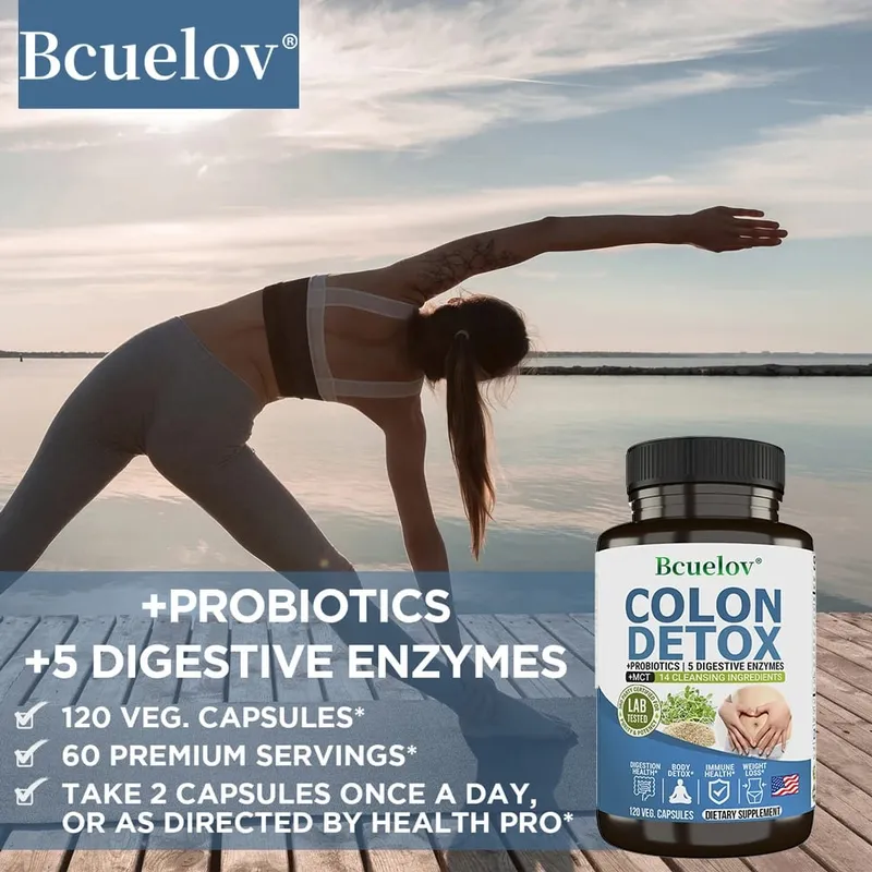 Colon Cleanser Detox Supplement - Bowel Cleansing & Probiotics - Natural Digestion Constipation & Bowel Relief Bowel Health