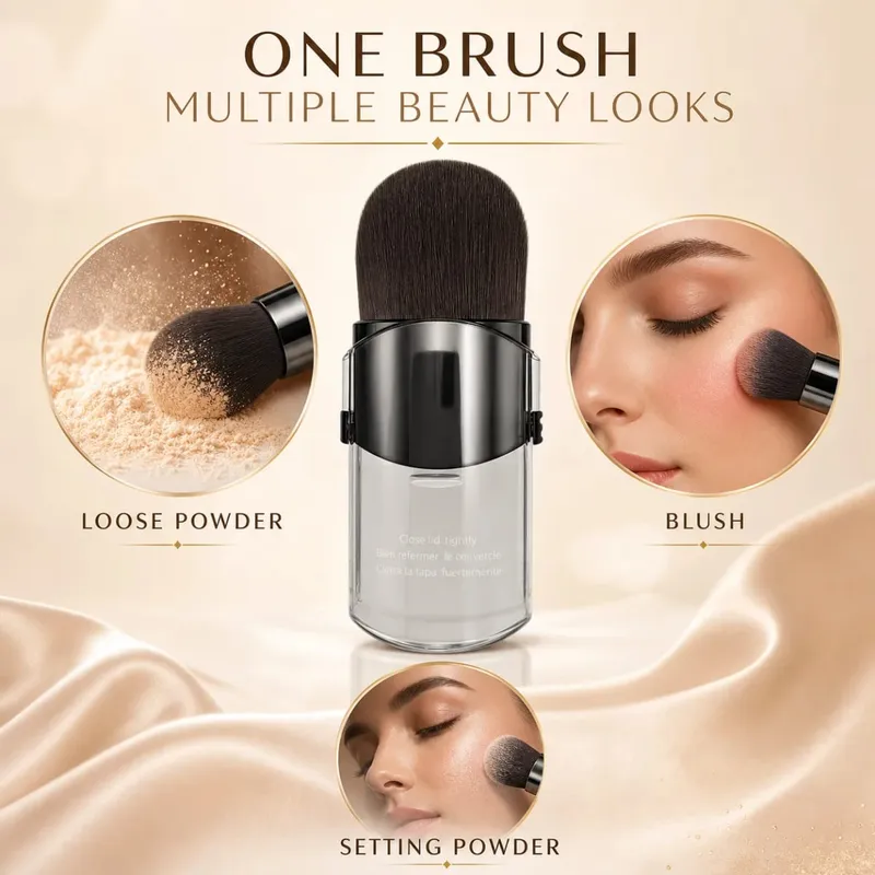 Mini Telescopic Makeup Brushes - Portable Nylon Bristles & ABS Handle for Blush/Powder/Foundation Multi-Use Travel Beauty Tools