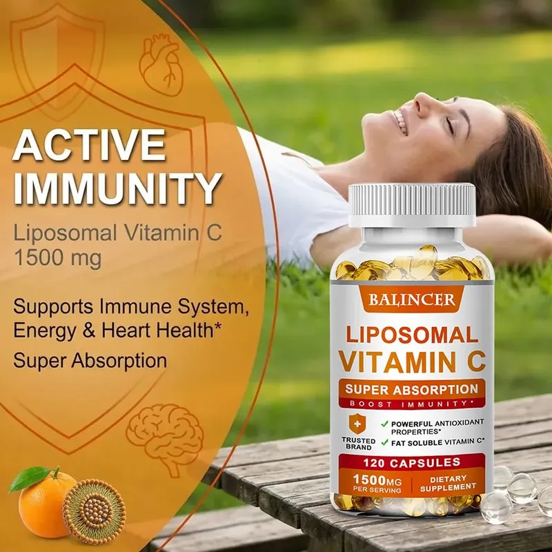 Liposomal Vitamin C 1500mg High Absorption Fat-Soluble Ascorbic Acid Immune Support Collagen Booster & Antioxidant Supplement