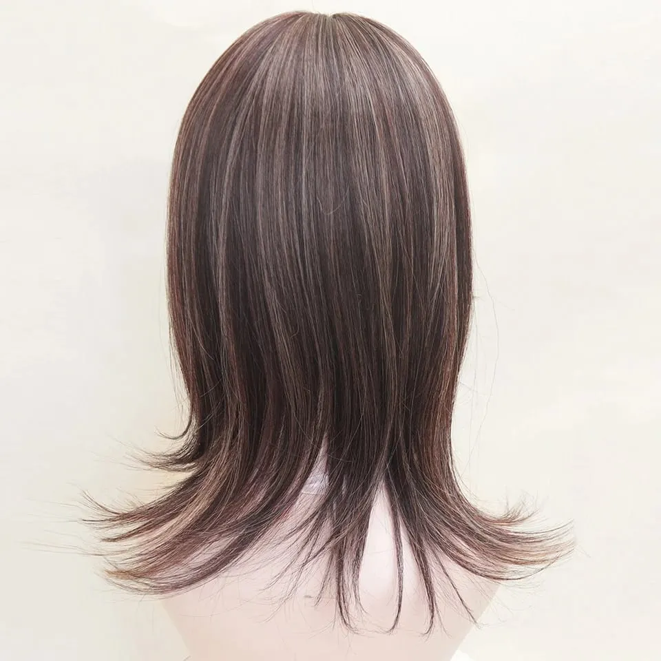Synthetic Topper for Women Middle-Part Bangs Top Clip Topper Hair Extensions Cover Thinning Hair Grey Hair Increase Volume
