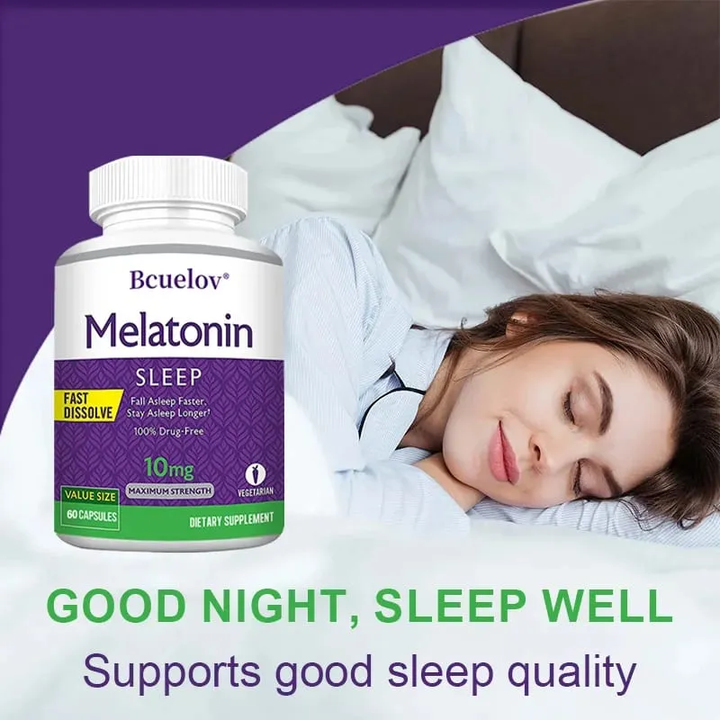 Melatonin 10mg Capsules - Relieves Insomnia Promotes Sleep Quality Prolongs Sleep Time Relaxes The Mind 120 Capsules — image 4