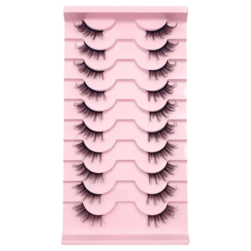 3D Cat Eye Lashes Half Eyelashes 10Pairs Half Lashes Natural Clear Stem False Eyelash Extension Makeup Faux Cils maquiag