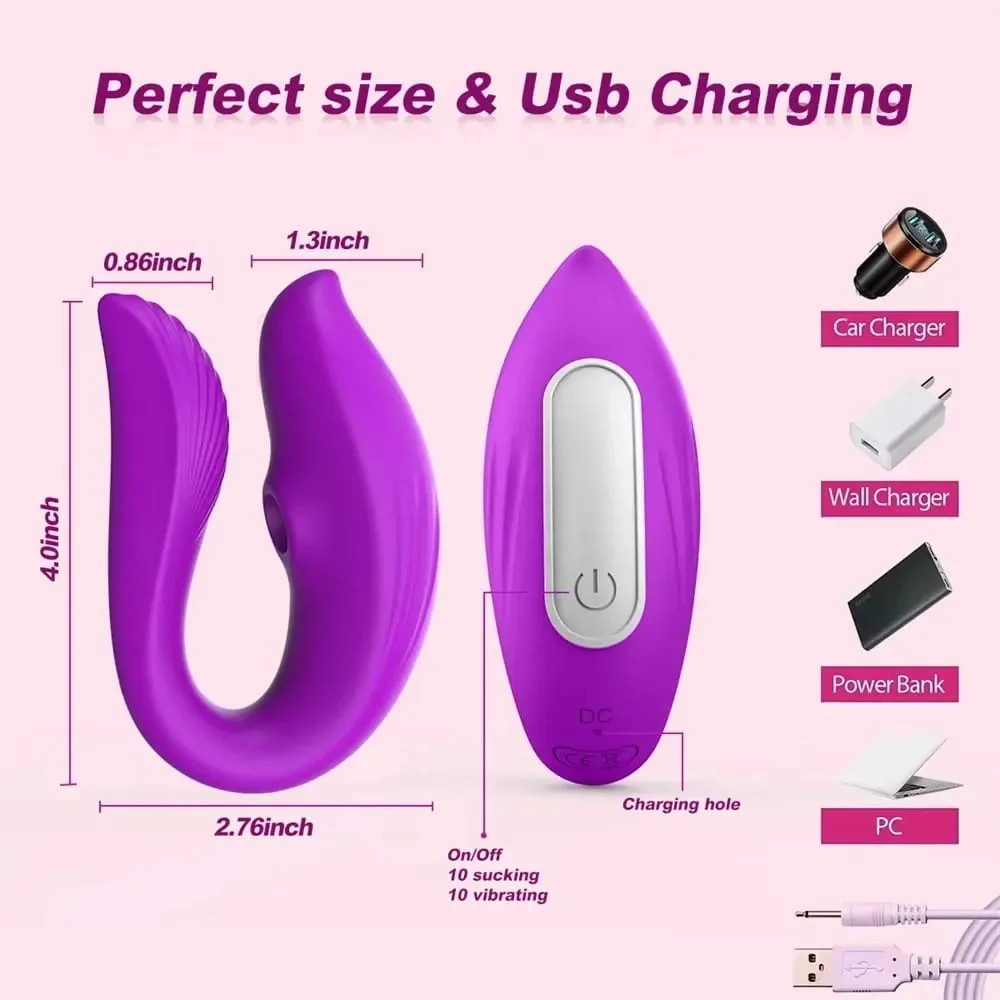 Powerful Sucking Wireless Remote Vibrator Wearable U Shaped Dildo Massager Dual Clit Stimulation Couple Adult Sex Toys for Women