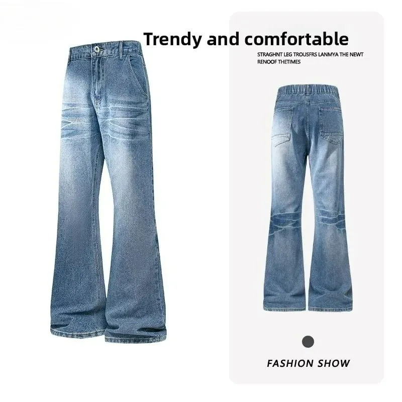Retro Denim Pants Men's Jeans Loose Straight Casual Trousers Vintage Jeans Y2k Clothes Men's Pants Baggy Jeans Man Four Seasons — image 2
