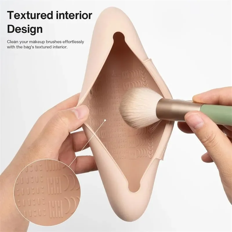 Silicone Makeup Brush Holder Travel Cosmetic Bag Case Soft Portable Cosmetic Face Brushes Holder with Magnetic Closure — image 2