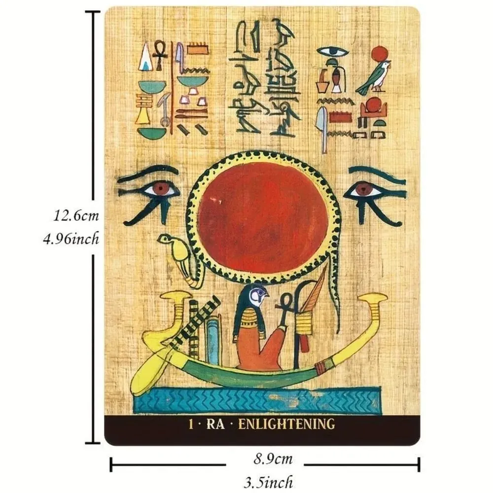 Egyptian Gods Oracle Cards - 12.6*8.9cm Ancient Egypt Divination Deck for Meditation Guidance - Papyrus Art Style