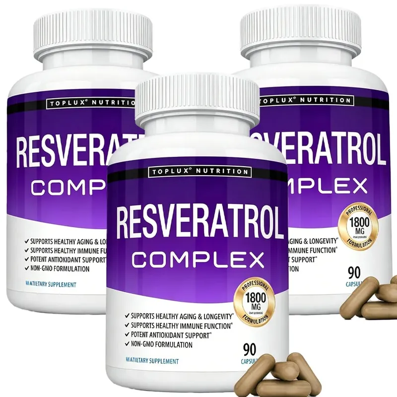 Resveratrol Complex - Trans Resveratrol Supplement with Grape Seed - Promote healthy aging immune system brain functio 90 pill