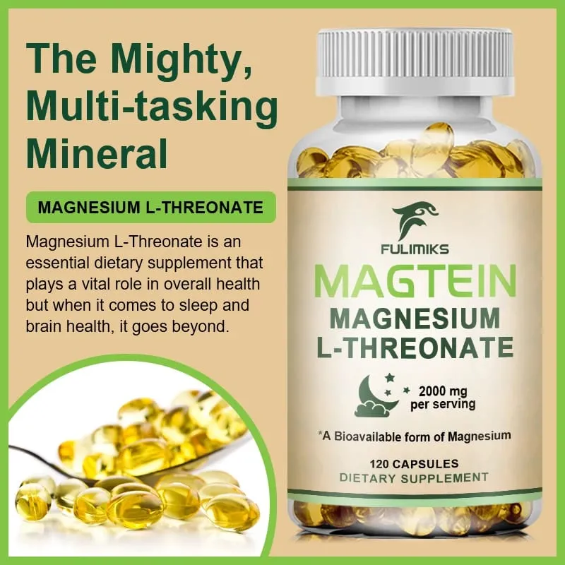 Magnesium L-Threonate Supplement with Magtein Supports Short & Long-Term Memory Cognitive Health Focus Bone & Joint Health