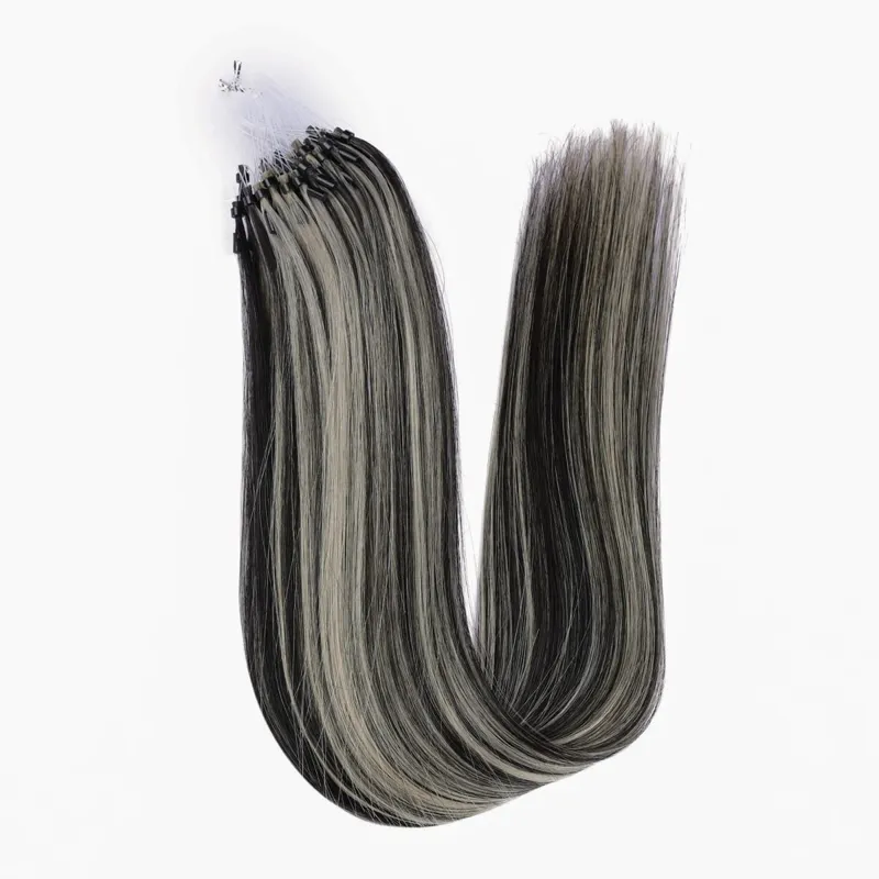 Remy Human Hair Extensions 14-24 Inch Micro Loop Ring Attachment Micro Bead Natural Looking DIY Hair Extension