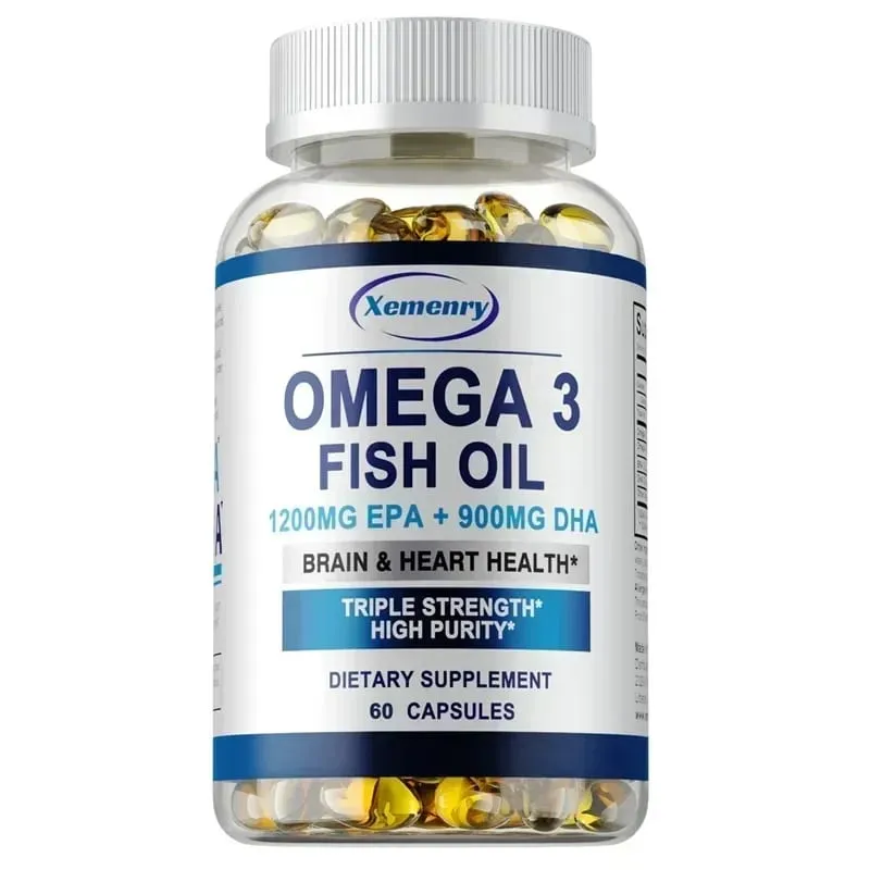 Omega 3 Fish Oil - Supplement with DHA EPA Promote Cellular Energy Health Supports Heart Brain & Joint Health Antioxidant