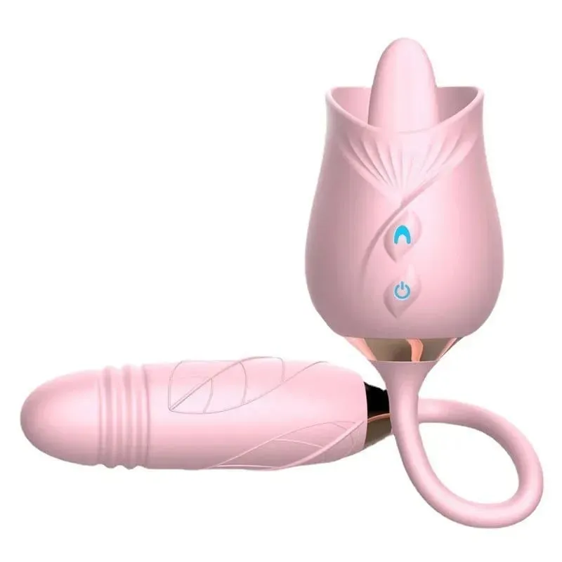 Rose Licking Vibrator for Women Telescopic Dildo Powerful Thrusting Vagin Massager Tongue Clitoris Stimulation Adult Sex Toys — image 10