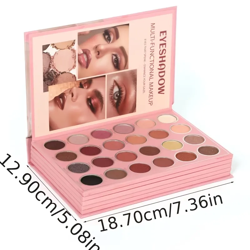 Book Style Eye Shadow Plate Natural Brown Matte Fine Flash Eye Shadow Waterproof Durable and Easy to Use Portable Travel Makeup Gift Suitable for Women's Holiday