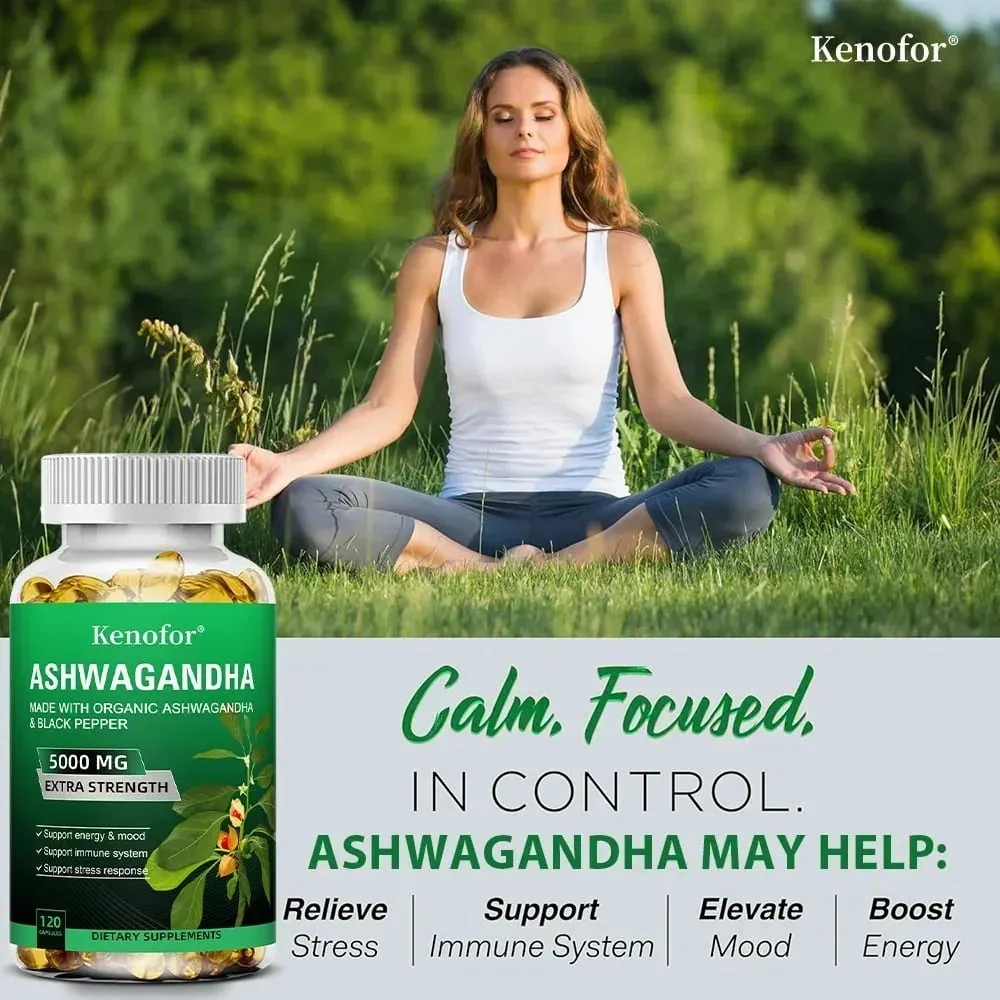 Organic Ashwagandha Extract Capsule Ashwagandha Supplement Help Stress Focus Brain Energy Support Sleep Health