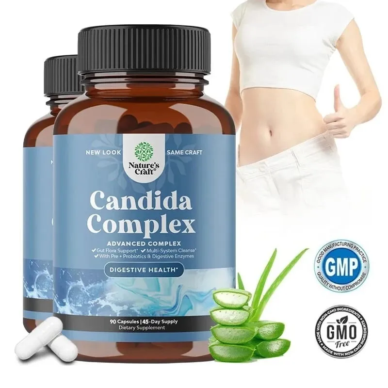 Candida-Komplex – Probiotika und Verdauungsenzyme, natürliche Inhaltsstoffe zur Unterstützung der Verdauungsgesundheit und des Gleichgewichts der Darmflora