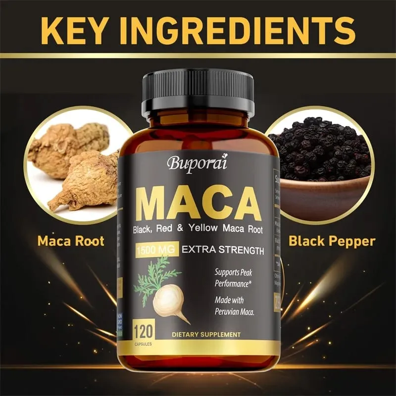 Maca Capsules - Reduce Fatigue Hormone Balance Regulate Mood Improve Athletic Performance Increases Energy and Endurance