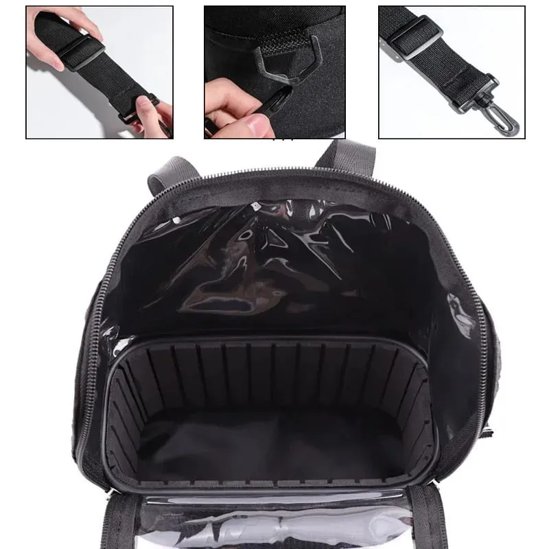 Clear Makeup Brush Holder with Lid Large Capatity Makeup Brushes Storage Bag Stand-up Makeup Artist Bags With Strap and Dividers