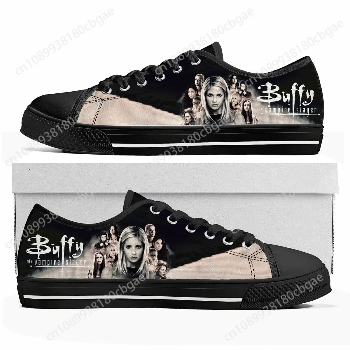 Buffy the Vampire Slayer Low Top Sneakers Mens Womens Teenager Sarah Michelle Gellar Canvas Sneaker Casual Shoes Custom Shoe — image 2