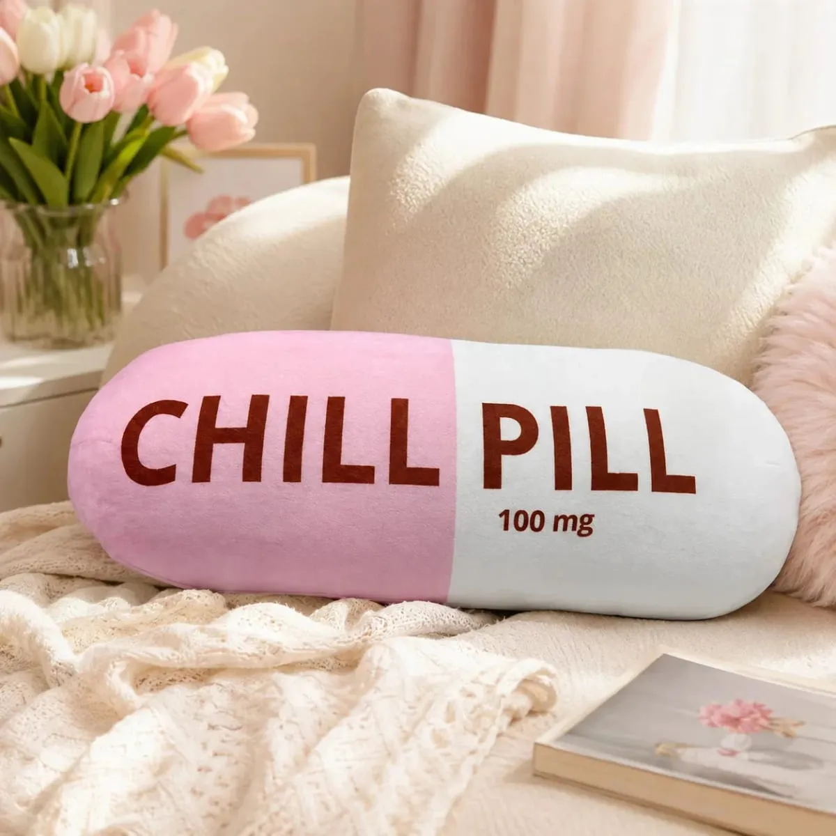 Funny Chill Pill Plush Pillow Cute Cartoon Stuffed Plushie Soft Sofa Cushion Hugging Doll Nap Sleep Pillow Birthday Gift — image 4