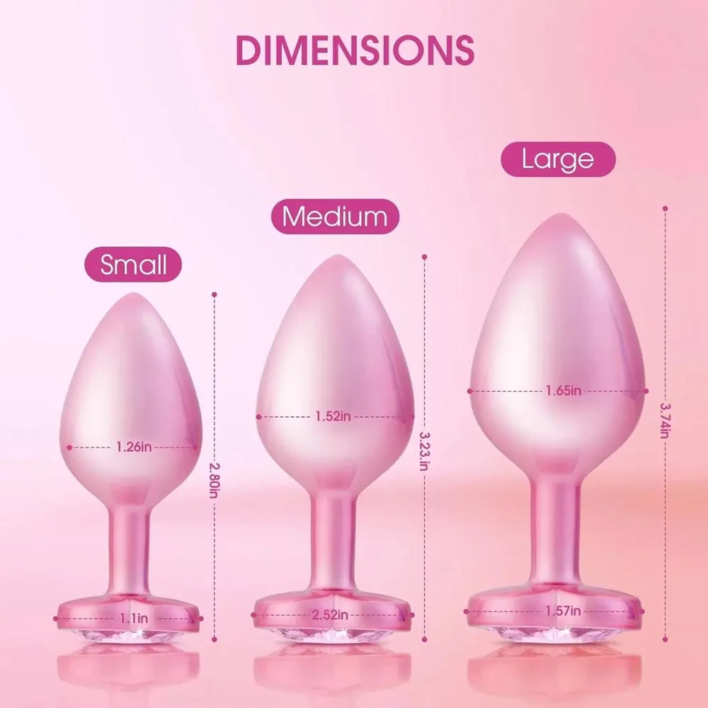 3 Sizes Crystal Diamond Heart Base Metal Anal Plug Beginner Butt Plug Masturbation Stimulator Sex Massager Adult Sex Toys