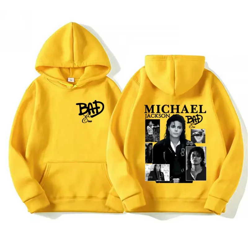 King of Pop Michael Jackson Bad Era Album Graphic Hoodies Men Women Vintage Hot Sale Hoodie Oversized Fleece Comfort Sweatshirts
