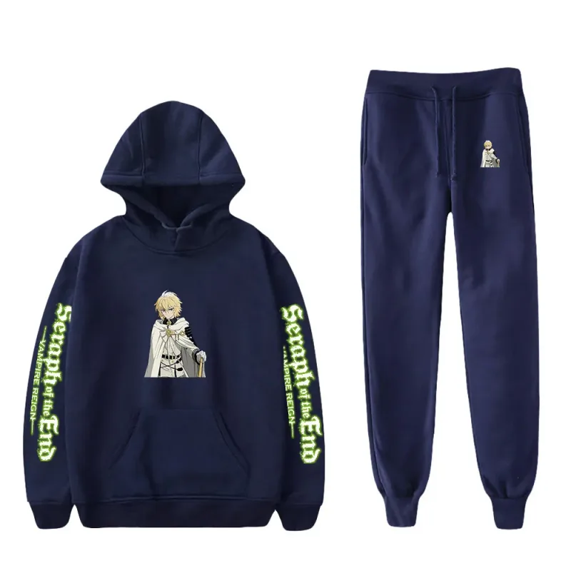 Harajuku Comfortable Seraph of the End Print Sweatshirt Sweatpants Suit Hoodies+ Trousers Suit Boys/Girls 2 Piece Set Clothes — image 6
