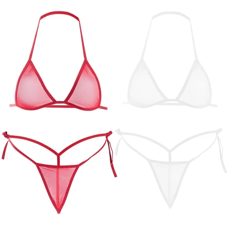 Set Lingerie Seksi Wanita 2 Buah Set Bra Tanpa Kawat Jaring Ultratipis Lingerie Set Pakaian Dalam Eksotis Transparan Wanita Ultra Panas — image 13