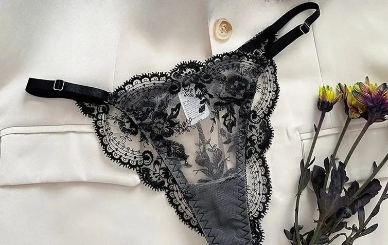 Lace Embroidery Ultra Thin Cup Bra Set Sheer Mesh Sleepwear for Big Bust Women S-XL Push Up Hot Sale 2026 32-38 S-XL Bra Set — image 21