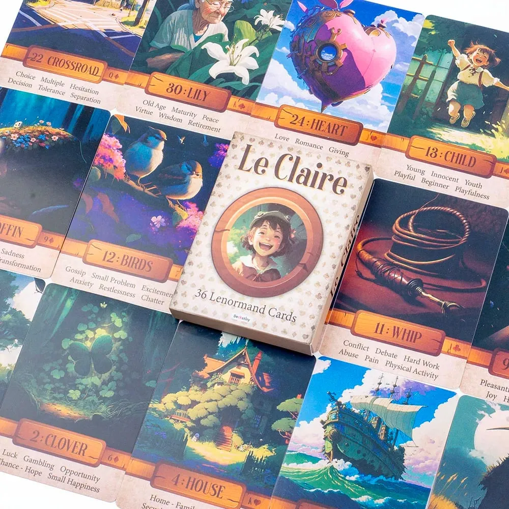 Le Claire 36 Lenormand Cards Board Game for Family Party English Version Fortune Telling Divination Tarot Oracle Card Decks