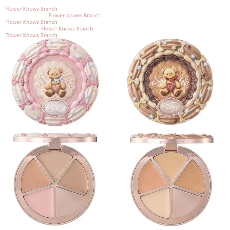 Flowerknows THE SWEETIE BEAR COLLECTION ชุดของขวัญแต่งหน้า All In คอนซีลเลอร์ Palette Blush Setting Powder Lip Jelly ของขวัญกล่องกระจก