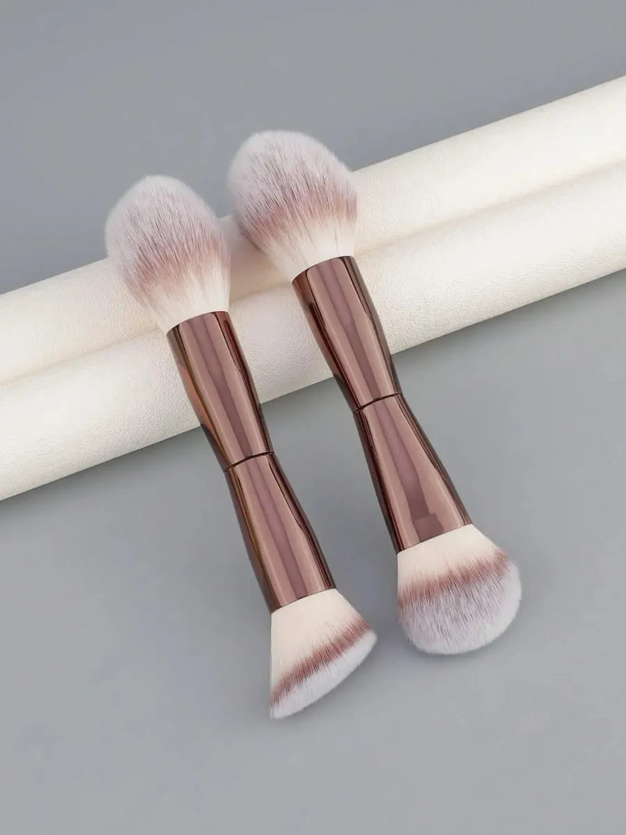 1/2 Face Makeup Brush Set Dual-Ended Makeup Brushes For Foundation Contour Powder Blush Highlighter And Concealer