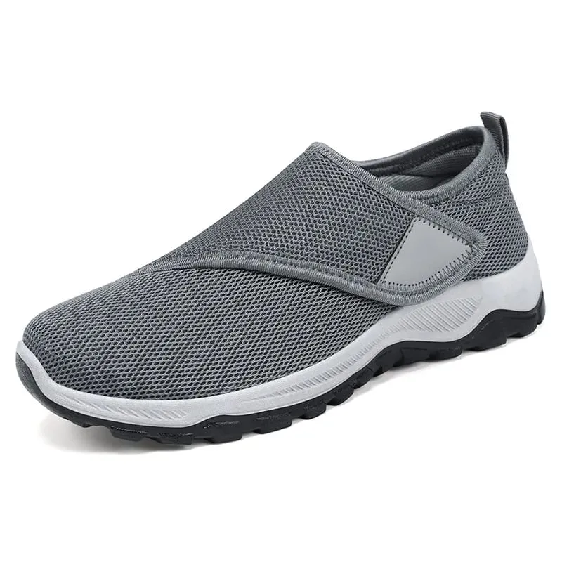 Men's Casual Sneakers Soft Comfortable Male Shoes Hook-loop Adjustable Wide Feet Walking Women Outdoor Anti-slip Sport Shoes
