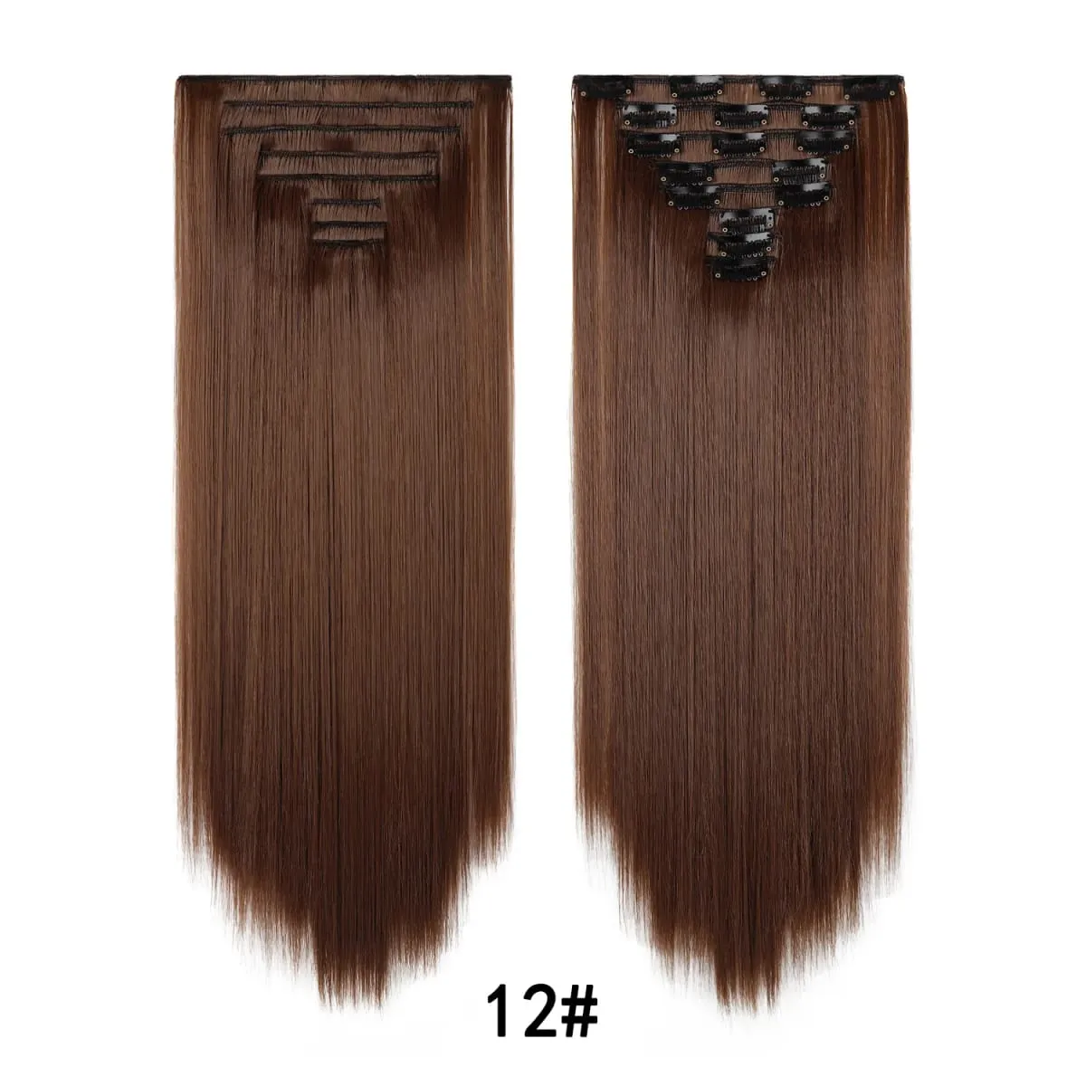 24 Inch 8 Pcs Clip In Hair Extension Straight Hair Extensions for Women Daily Wear Work & Casual Styling Synthetic Hair Pieces