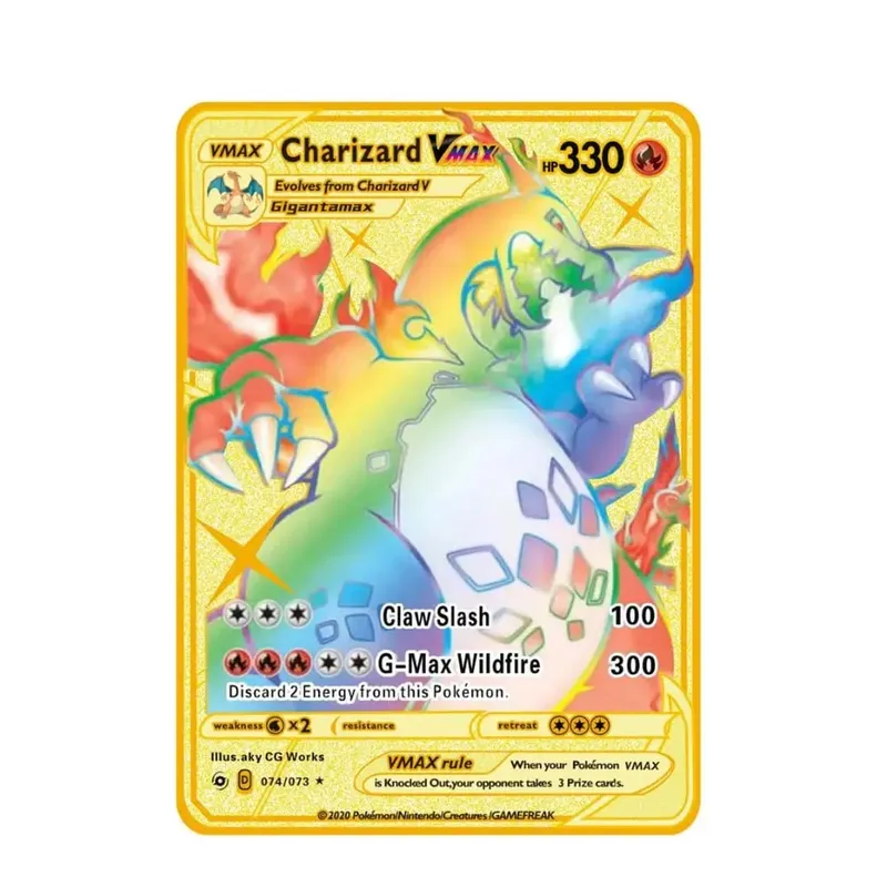 Pokemon Metal Game Collection Card Anime Figure Charizard Pikachu Blastoise Mewtwo Battle Collection Carte Card Toy Gift