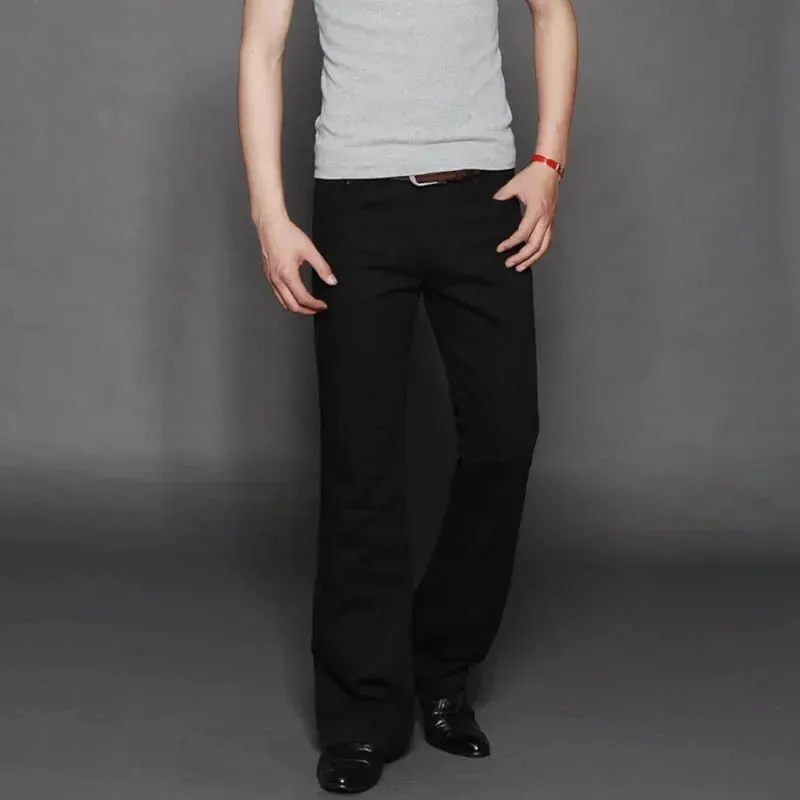 Denim Flared Jeans Men Boot Cut Denim Pants Comfortable Slightly Slim Classic Loose Casual Blue Black Trousers For Male Bootcut