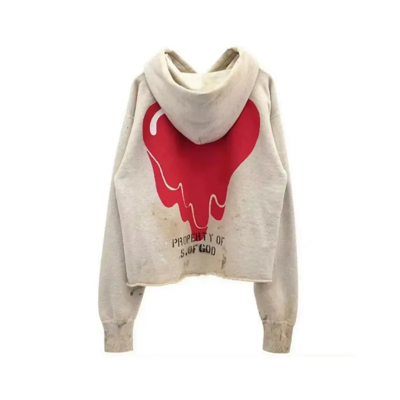 26FW SAINT x Ber B J Co-brand Big Logo Printed Women Men Washed Hooded Sweatshirt Hoodies Vintage Distressed Men Casual Hoodie