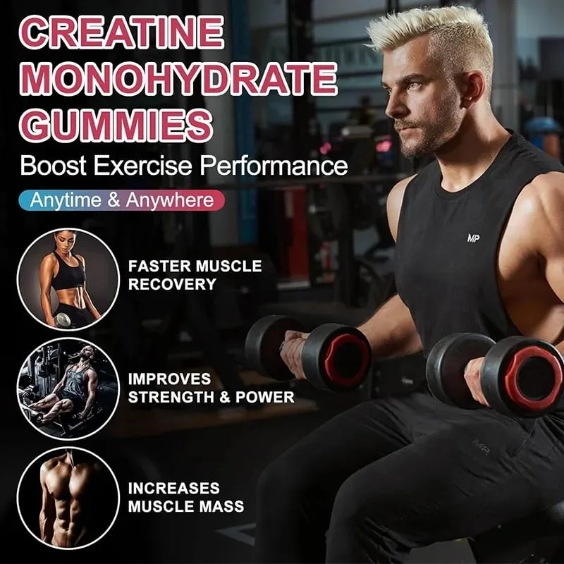 Gomitas de monohidrato de creatina Kexinsh, 6000 mg, creatina masticable sin azúcar para la fuerza muscular, aumento de energía para el desarrollo muscular