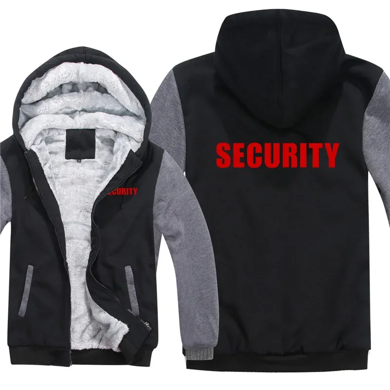 Security Hoodies Men Cool Winter Thicken Wool Liner Security Professional Work Clothes Sweatshirts Pullover Jacket