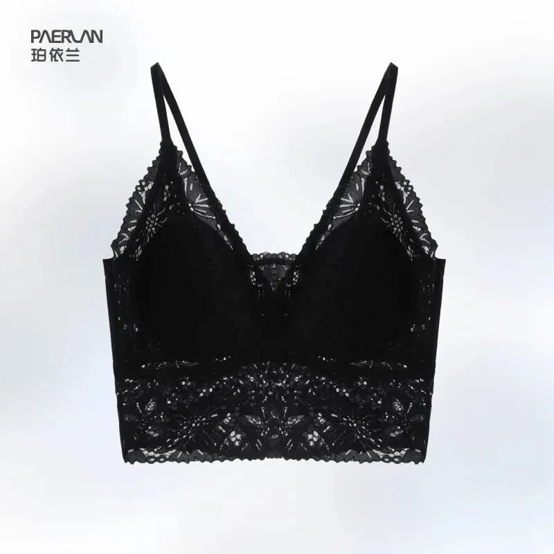 One-Piece Vest Bra Hollow outVCollar Lace Sexy Lingerie Straps Wireless Bra for Women — image 7