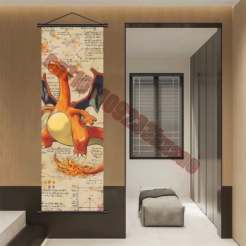 Printed Pokemon Poster Anime Wall Artwork Gengar Pictures Charizard Painting Canvas Pikachu Hanging Scrolls Home Room Decor